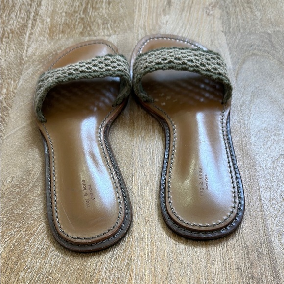 NWOT Rag & Bone Melrose khaki & green net slide sandals 7.5 - Picture 4 of 7